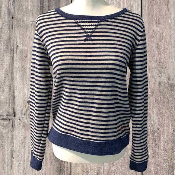 Levi’s Blue & White Striped Crewneck Pullover Sweatshirt Sz XS - Picture 3 of 5